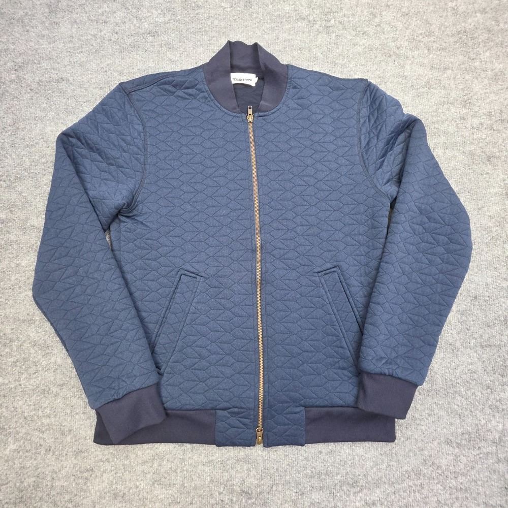 Taylor Stitch Inverness Quilted Bomber Jacket Size 38 Blue Zip